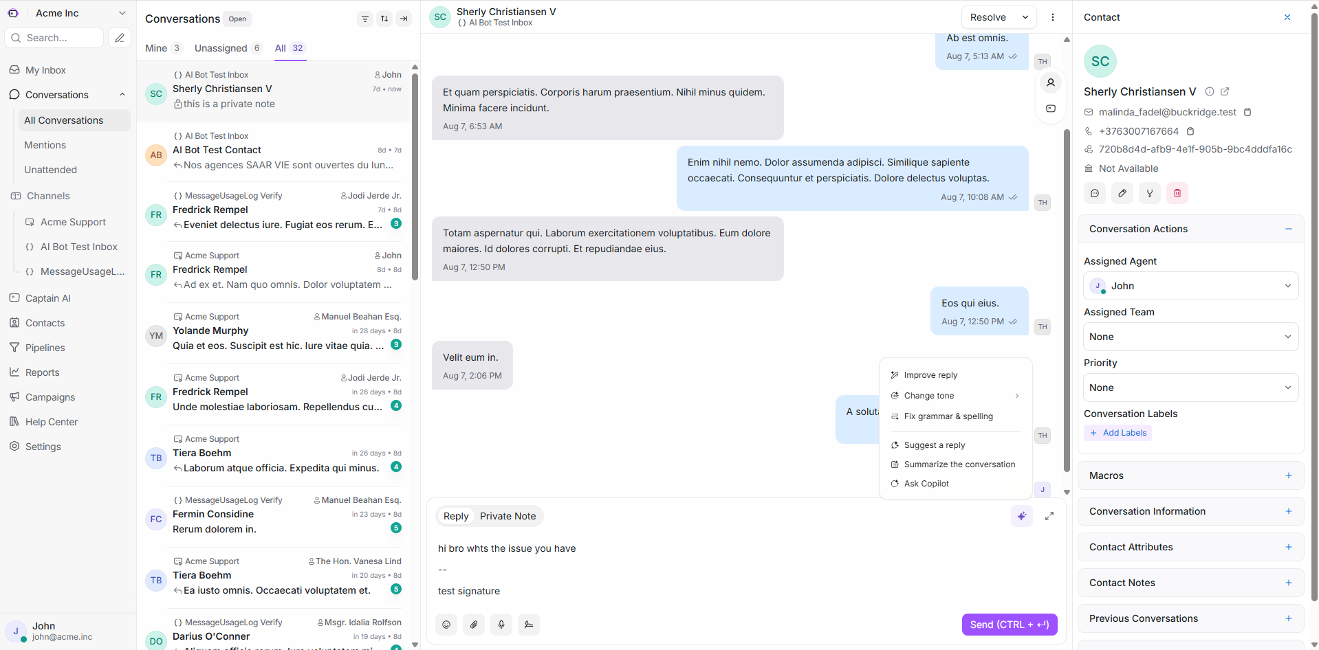 Solomon suggère une réponse à un agent